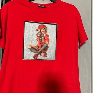 Baldi women’s red graphic t-shirt in size Medium